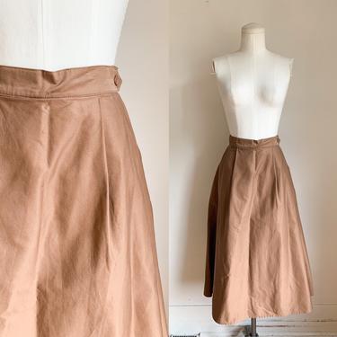 Vintage 1970s Cinnamon Brown Cotton Skirt / XS 