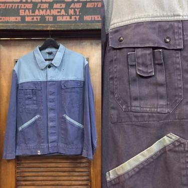 Vintage 1960’s European Two-Tone Workwear Jacket, Utility Jacket, Vintage Top, Vintage Clothing 