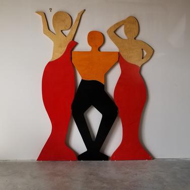 Post- Modern Style Whimsical and Sculptural Figurative Folding Screen 