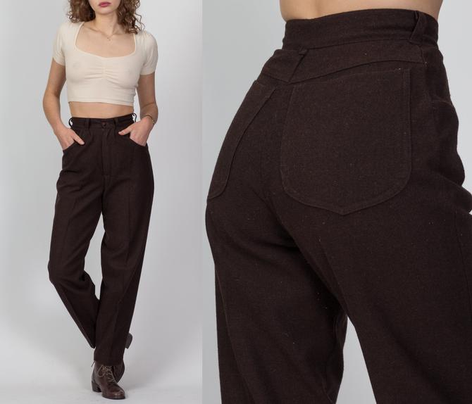 70s Chocolate Brown High Waisted Pants - Extra Small, 24.5, Flying  Apple Vintage