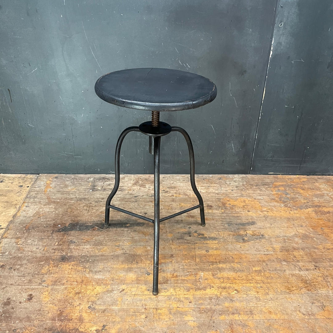 1950s Black Spinning Stool Vintage Industrial Iron Wood Victorian Style ...