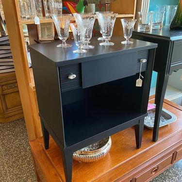 Black midcentury modern nightstand, 21” x 14” x 27” 