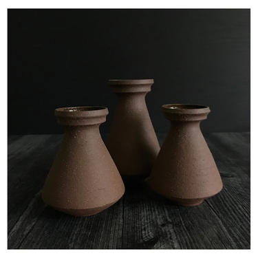 SHIPS NOW- set of 3 mini bud vases in raw reddish stoneware clay by Sara paloma Pottery 