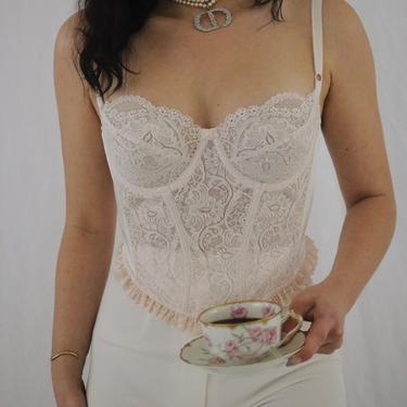 Vintage Pink Rose Victoria's Secret Lace Bustier Corset - 34, Lady L  Vintage Co