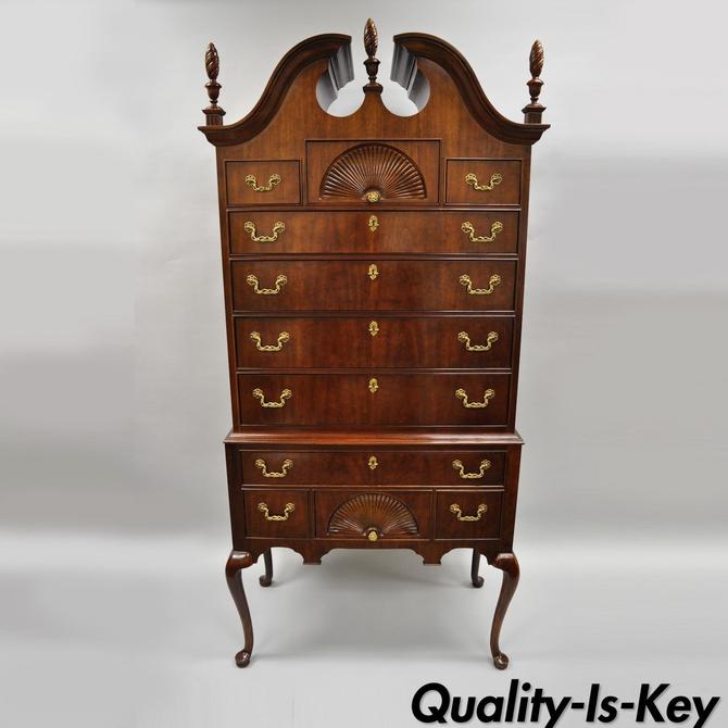 Thomasville Queen Anne Bonnet Top Cherry Highboy Tall Chest Of