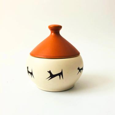 Mid Century Unipet Pottery Pet Treat Jar 