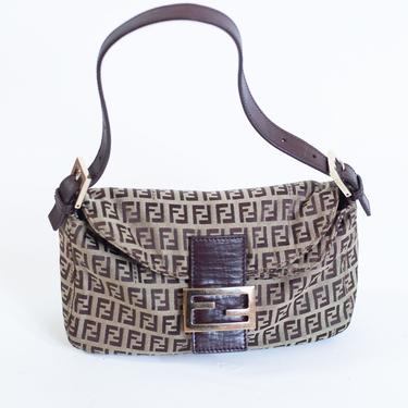 ✨Authentic Vintage FENDI FF Pequin Stripe Clutch Hobo Shoulder Crossbody Bag