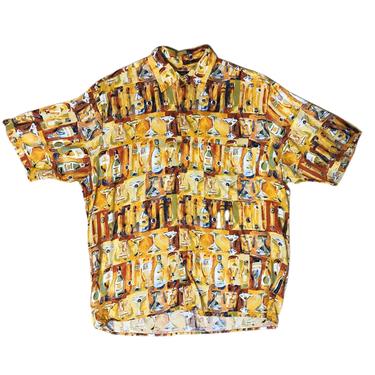 (S) Natural Issue Beverages Yellow Button Up Shirt 070821 LM