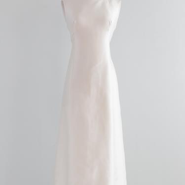 1960s Silk Wedding Gown With Beaded Trim And Bows / Medium
