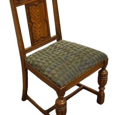 Vintage Antique Solid Walnut Jacobean English Revival Dining Side Chair 