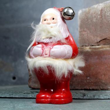 Hard Plastic Vintage Santa - Gorgeous 1950s 4 1/2&quot; Santa for Your Vintage Christmas Decor - Plastic Santa with Fur Trim | FREE SHIPPING 