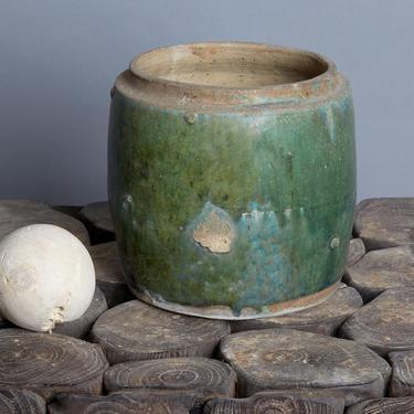 19th Century Green Salt Glazed Storage Jar from Borneo