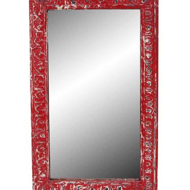 Handcrafted Bright Red Egg &#038; Dart Antique Tin Mirror