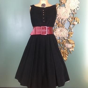 1950s cotton dress, corduroy dress, vintage 50s dress, fit and flare dress, kerrybrooke, size medium, full skirt, 27 waist, mrs maisel style 