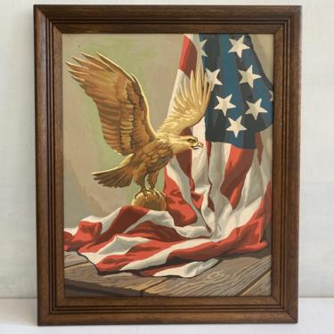 Vintage 70's Paint By Number Of Eagle And Flag, The American Spirit By Craft Master, Patriotic PBN, 1973 