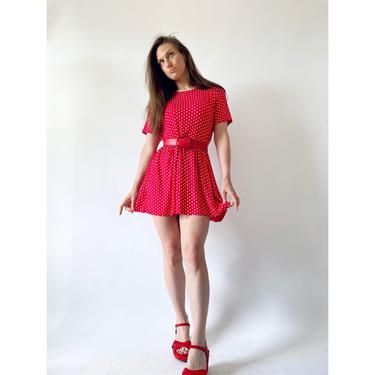 vintage dress red polka dot babydoll mini dress 