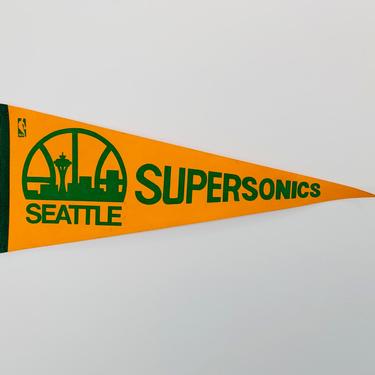 Vintage 1970s Seattle Supersonics Basketball Pennant 