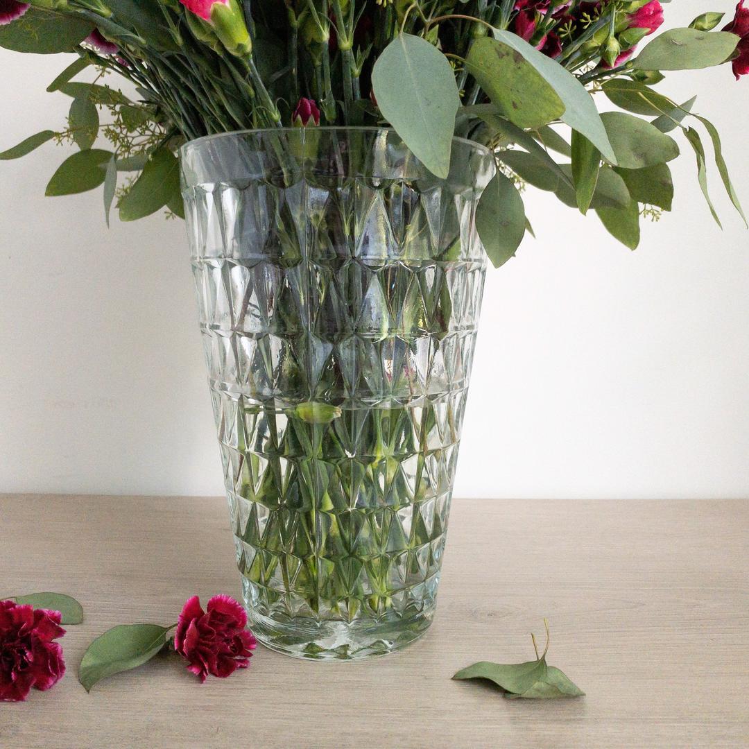 Large Clear Glass Vase Vintage Pressed Glass Flower Vase Pebble Creek Goods St Paul, MN