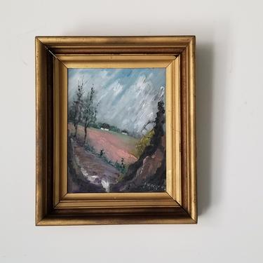 Spanish Countryside Landscape Painting by Jose Marquez Figueroa, Framed. 