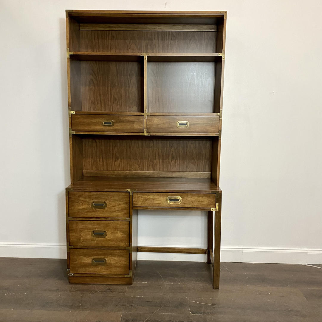 CUSTOMIZABLE Bernhardt Campaign Desk Topper / Shelving Unit Vintage