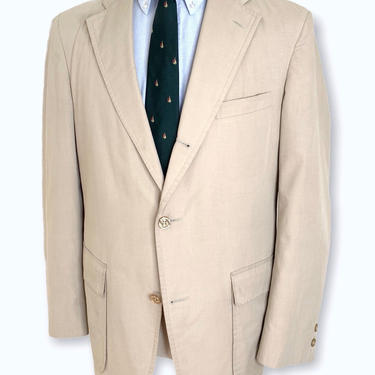 Vintage BROOKS BROTHERS 3/2 Roll Cotton Blazer ~ 40 R ~ lightweight jacket / sack sport coat ~ Wash &amp; Wear ~ Spring / Summer 