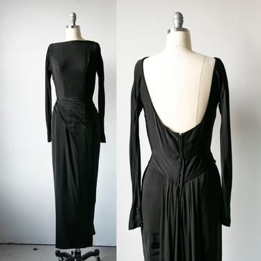1940s Ceil Chapman Gown Jersey Dress M 