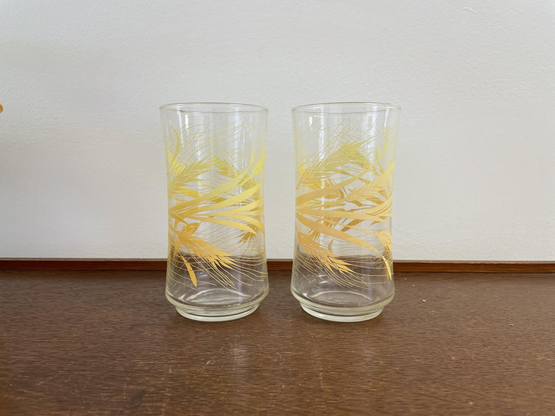 Vintage Libbey Golden Wheat Harvest Water Glasses Tumbler Set of 4