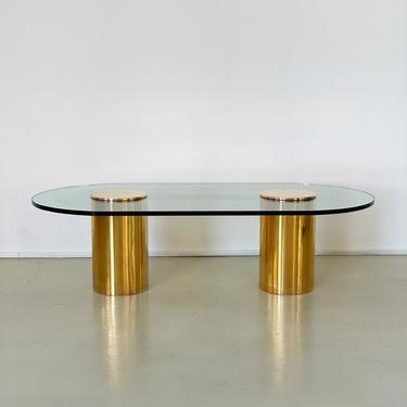 1970s Brass Cylinder Coffee Table