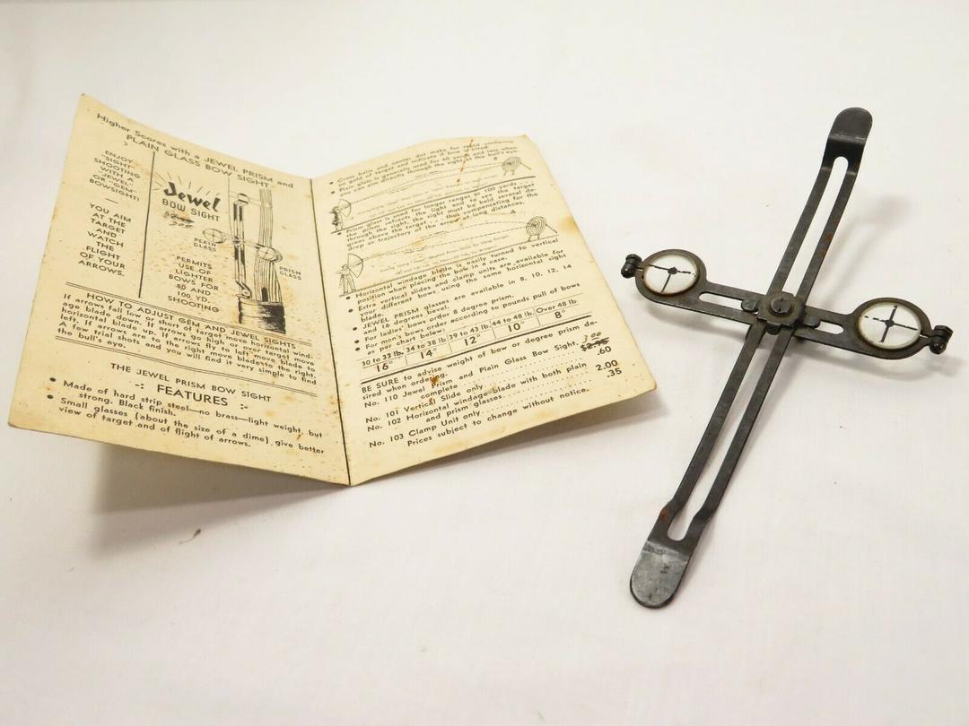 RARE Early Vtg ARCHERY BOW SIGHT W/ ORIGINAL MANUAL / ADVERTISING