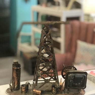 Oil Rig Metal Art Music Box 