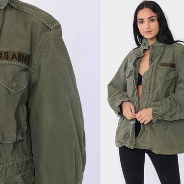 Green Military Jacket Commando Jacket 80s Coat Distressed US
