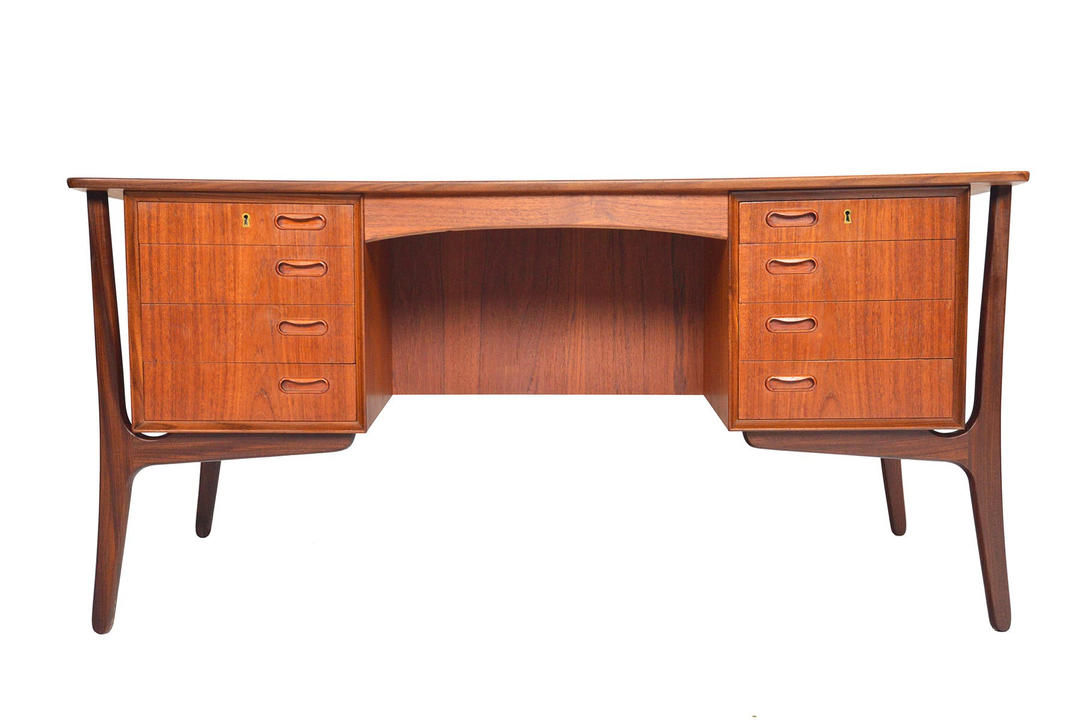 Danish Mid Century Modern Teak Executive Desk Model 20 by Svend