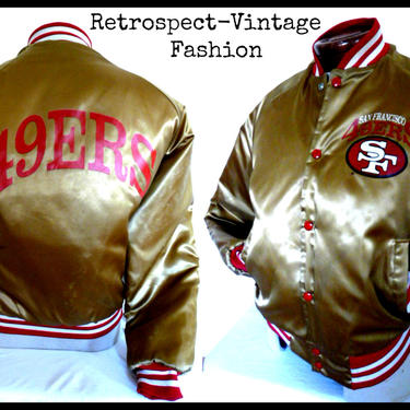 Vintage NFL San Francisco 49ers Starter Jacket 80s 90s Satin Gold Bomber  Large L