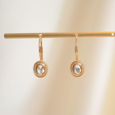 gold dainty cz dangle earring, gold dainty cz earring, gold dainty earring, gold cz dangle, gold cz drop earring, boho earring, gift idea 
