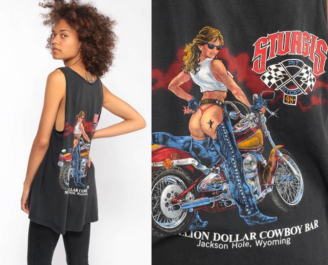 Sturgis Shirt 1998 Biker Tank Top PIN UP GIRL Shirt Motorcycle