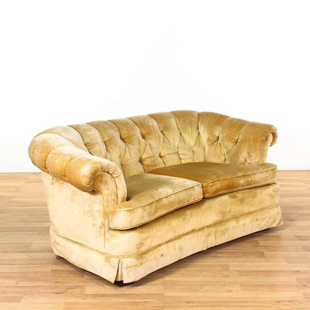 "JCPenney" Gold Tufted Velvet Loveseat Loveseat (Los Angeles