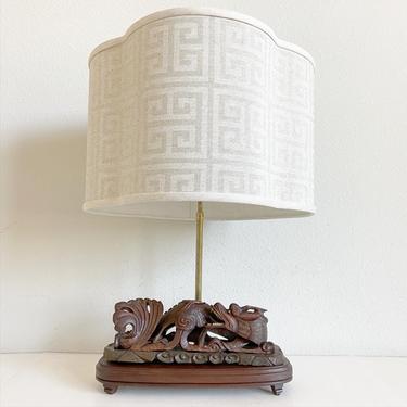 Antique Chinese Dragon Lamp & Shade 