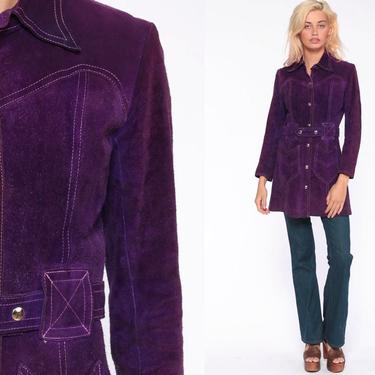 Purple Suede Jacket 70s Leather Jacket Bohemian Coat Boho