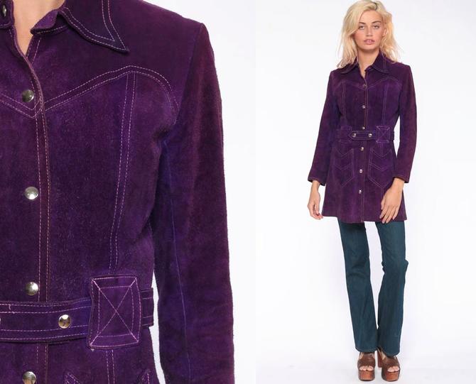 purple suede coat