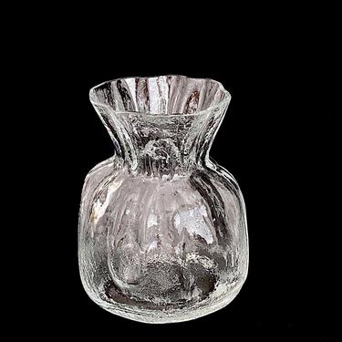Vintage Scandinavian Modern Swedish Art Glass 5.25&amp;quot; Tall Bag Vase SEA GLASBRUK Sweden Rune Strand Design 