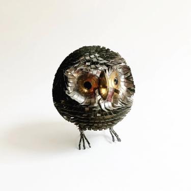 Vintage Alexander Blazquez Mixed Metal Owl Sculpture 
