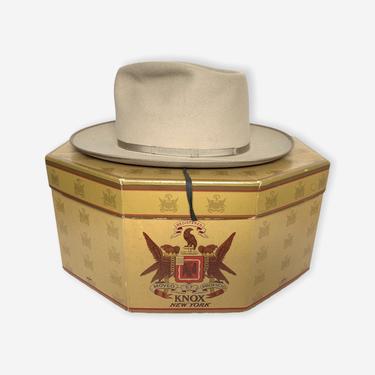 Vintage 1950s DUNLAP 'Westlite' Fedora w/ Box ~ size 7 1/8 ~ 50s Hat ~ Bound Edge / Thin Ribbon ~ Open Road / Stratoliner ~ Wide Brim 