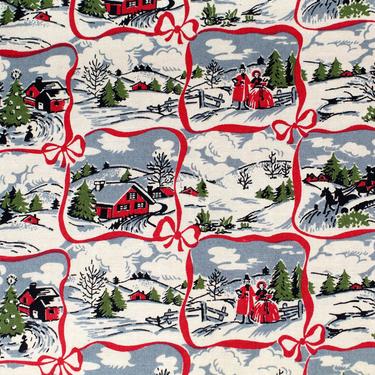 1 Yard Currier &amp; Ives Style Christmas Fabric by Classic Cottons 2001 - 39&amp;quot; x 44&amp;quot; | FREE SHIPPING 