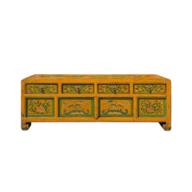Orange Tibetan Floral Animals People Graphic TV Console Table Cabinet cs6145E 