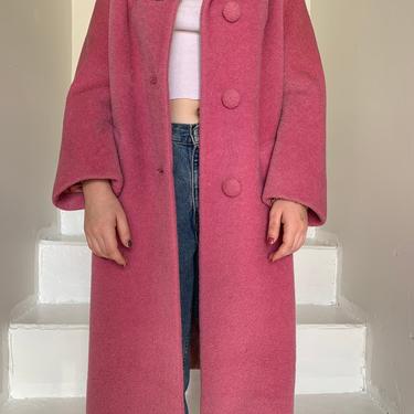 1960s Rose Pink Lili Ann Feather Weight Mohair Coat Lined in Pink Satin Med 42 Bust 