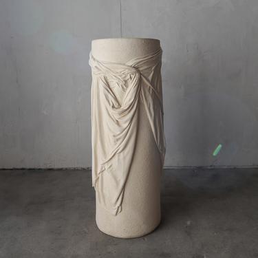 Round Post Modern Draped Plaster Pedestal 