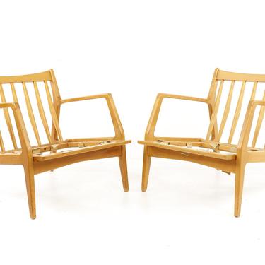 Lawrence Peabody Mid Century Walnut Lounge Chairs - A Pair - mcm 