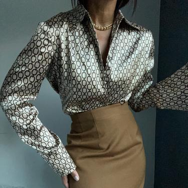 vintage link pattern geometric sleek blouse 