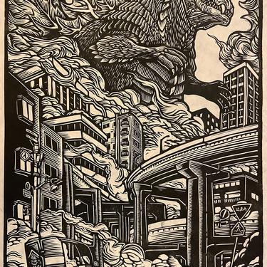 Godzilla Singular Point Block Print 