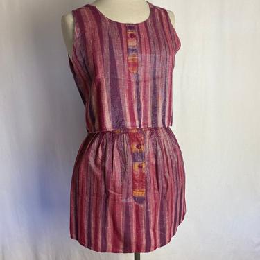80’s cotton plaid sundress set~ Sparkly Silver tank &amp; mini skirt~ fit n flare~ boxy cropped top summer suit~ cute metallic 1980’s size XSM 